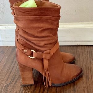 GUESS Chestnut Brown Slouchy Sexy Heeled Boots, size 9.5